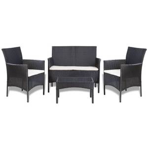 Garten-Lounge-Set (4-teilig) 3002315 Weiß - Metall - Polyrattan - 40 x 36 x 60 cm