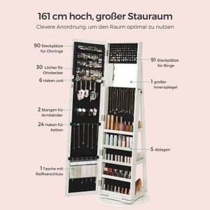 Schmuckschrank Dakar Weiß - Holzwerkstoff - 54 x 161 x 54 cm