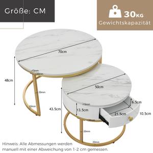 Table basse MARBDiana Ⅱ (lot de 2) Blanc