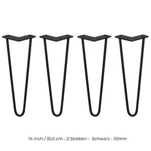 4 x 2 Streben Hairpin-Tischbeine 35.5cm Schwarz - Metall - 1 x 36 x 1 cm