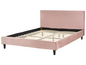 Lit double FITOU Chêne foncé - Rose foncé - Largeur : 170 cm