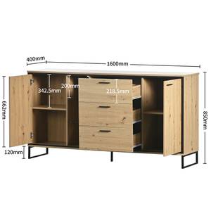 Sideboard Helios Ⅱ Braun - Holzwerkstoff - Glas - Metall - 40 x 85 x 160 cm