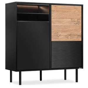 LOFTY Kommode TV/HiFi-Einlage Schwarz - Eiche Dekor