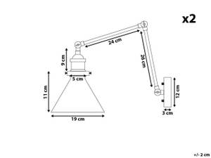 Wandlampen NARVA 2-tlg Schwarz - Metall - 73 x 20 x 73 cm