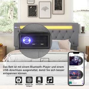 Bluetooth-Polsterbett GLOWLEIN Ⅱ Grau