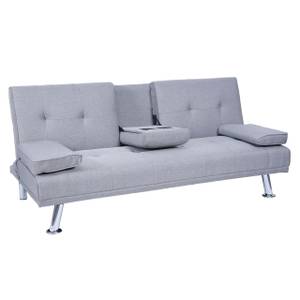3er-Sofa F60 Hellgrau - Textil