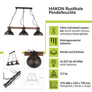Lampe à suspension HAKON Marron - Bois - Profondeur : 72 cm