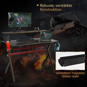 Gaming Tisch mit Monitorständer Schwarz - Holzwerkstoff - 60 x 97 x 120 cm