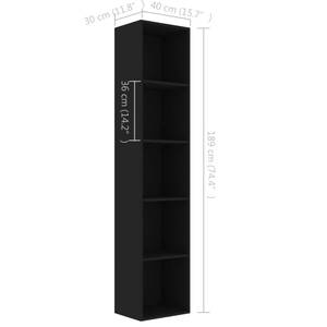 Bücherregal 3016488-4 Schwarz - 40 x 189 cm