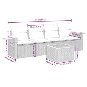 Gartensitzgruppe K4279(5-tlg) Grau - Massivholz - 69 x 62 x 85 cm