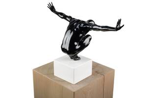 Skulptur In Balance Schwarz - Weiß - Kunststein - Kunststoff - 30 x 30 x 13 cm