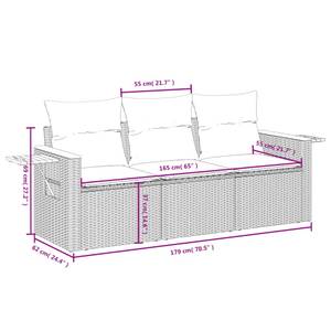 Gartensitzgruppe K5817(3-tlg) Beige - Massivholz - 69 x 62 x 55 cm