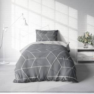 Bettwäsche Geometrisch grau 135 x 200 cm Grau - Textil - 135 x 3 x 200 cm