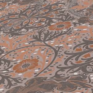 Blumentapete Floral Beige - Grau - Orange - Weiß