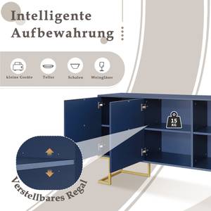 Sideboard Eos Ⅳ Blau - Holzwerkstoff - Metall - 40 x 80 x 138 cm