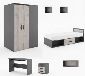 Jugendzimmer-Set SANTANA 7-teilig Braun - Holzwerkstoff - 456 x 192 x 93 cm