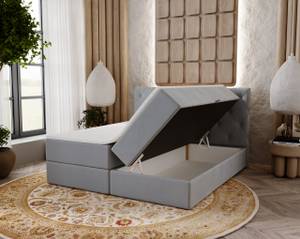 Boxspringbett NAPOLI Hellgrau - Breite: 145 cm