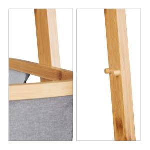 Handtuchhalter Bambus mit Wäschesack Braun - Grau - Bambus - Textil - 44 x 139 x 33 cm