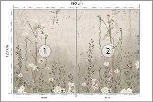 Papier Peint FLEURS Feuilles Style Rétro 180 x 120 x 120 cm