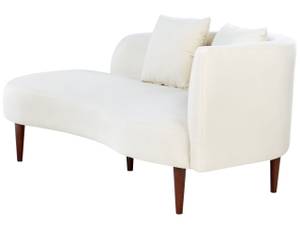Chaise longue CHAUMONT Crème - Chêne foncé - Blanc - Accoudoir monté à gauche (vu de face) - Angle à droite (vu de face)