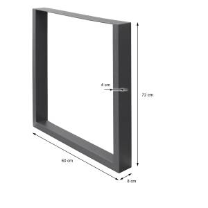 Tischbeine 2er Set 60x72cm Grau Tiefe: 60 cm