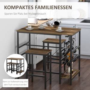 Bartisch-Set mit 2 Barhockern 835-215 Braun - Holzwerkstoff - 60 x 95 x 108 cm