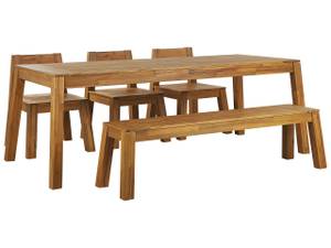 Set de salle à manger LIVORNO Marron - Bois massif - 225 x 77 x 105 cm