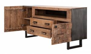 Schrank aus Akazienholz und Eisen Braun - Holz teilmassiv - 175 x 77 x 40 cm