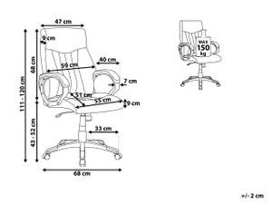 Chaise de bureau TRIUMPH Argenté - Blanc - Cuir synthétique - 68 x 111 x 68 cm