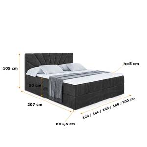 Boxspringbett MILTIO Schwarz - Breite: 140 cm - H4