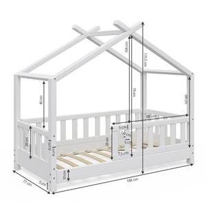 Lit cabane Design 70x140cm blanc 148 x 132 x 77 cm