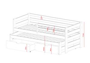 Einzelbett SENSO 90x200x78 Weiß - Massivholz - Holzart/Dekor - 98 x 78 x 208 cm