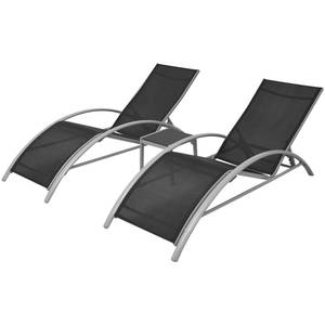 Chaise longue Noir - Métal - 60 x 89 x 156 cm