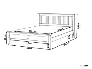 Lit double MAYENNE Blanc - Largeur : 169 cm