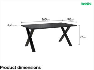 Esstisch Brooklyn X-Beine Hochglanz Schwarz