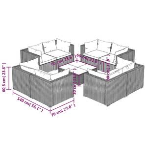 Garten-Lounge-Set (9-teilig) 3013631-3 Anthrazit - Grau