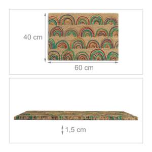 Paillasson en fibres de coco arc-en-ciel Beige - Vert - Rouge - Fibres naturelles - Matière plastique - 60 x 2 x 40 cm