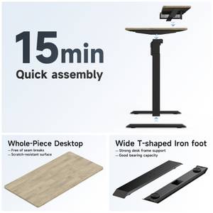 Sitz-Steh Schreibtisch mit USB Braun - Holzwerkstoff - 60 x 123 x 118 cm