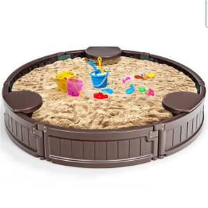 Ø120cm Sandbox rund Sandkasten Braun - Kunststoff - 120 x 21 x 120 cm