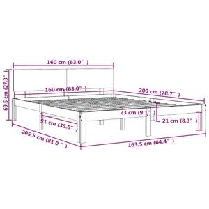 Bettgestell-K-345 Weiß - Holzwerkstoff - 164 x 70 x 206 cm