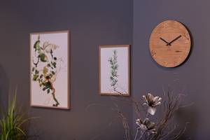 Horloge murale Akkuhrat oak round Marron - Bois/Imitation - En partie en bois massif - 30 x 30 x 4 cm
