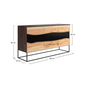 Buffet Alabama Noir - Bois massif - 150 x 82 x 45 cm