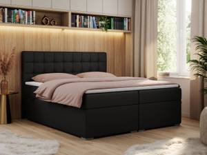 Boxspringbett CARMEN Schwarz - Breite: 200 cm - H4 - Kunstleder