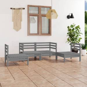 Garten-Lounge-Set Grau - Massivholz - Holzart/Dekor - 64 x 63 x 64 cm