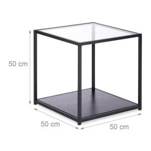 Beistelltisch Glas mit 2 Ablagen Schwarz - Holzwerkstoff - Glas - Metall - 50 x 50 x 50 cm