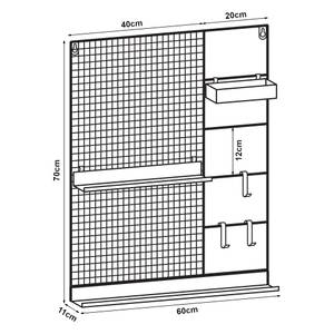 Wandgitter Westre Schwarz - Metall - 60 x 70 x 11 cm