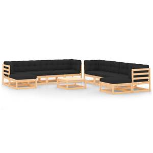 Garten-Lounge-Set (11-teilig) 3009746-2 Anthrazit - Schwarz - Holz