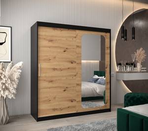 Armoire à portes coulissantes promo t2 Noir - Imitation chêne - Largeur : 180 cm - 2 porte