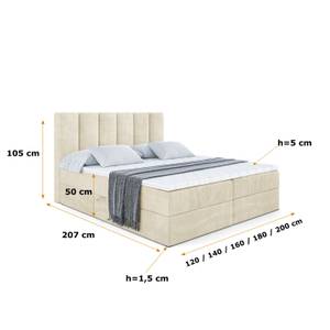 Boxspringbett BOXI1 Ecru - Breite: 160 cm - H4