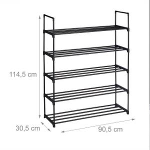 Étagère à chaussures métal noir Hauteur : 115 cm